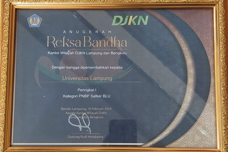 Unila Raih Peringkat I Anugerah Reksa Bandha 2023, Kategori PNBP Satker BLU 02